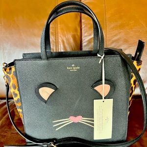NWT Kate Spade Leopard Hayden Leather Satchel Handbag